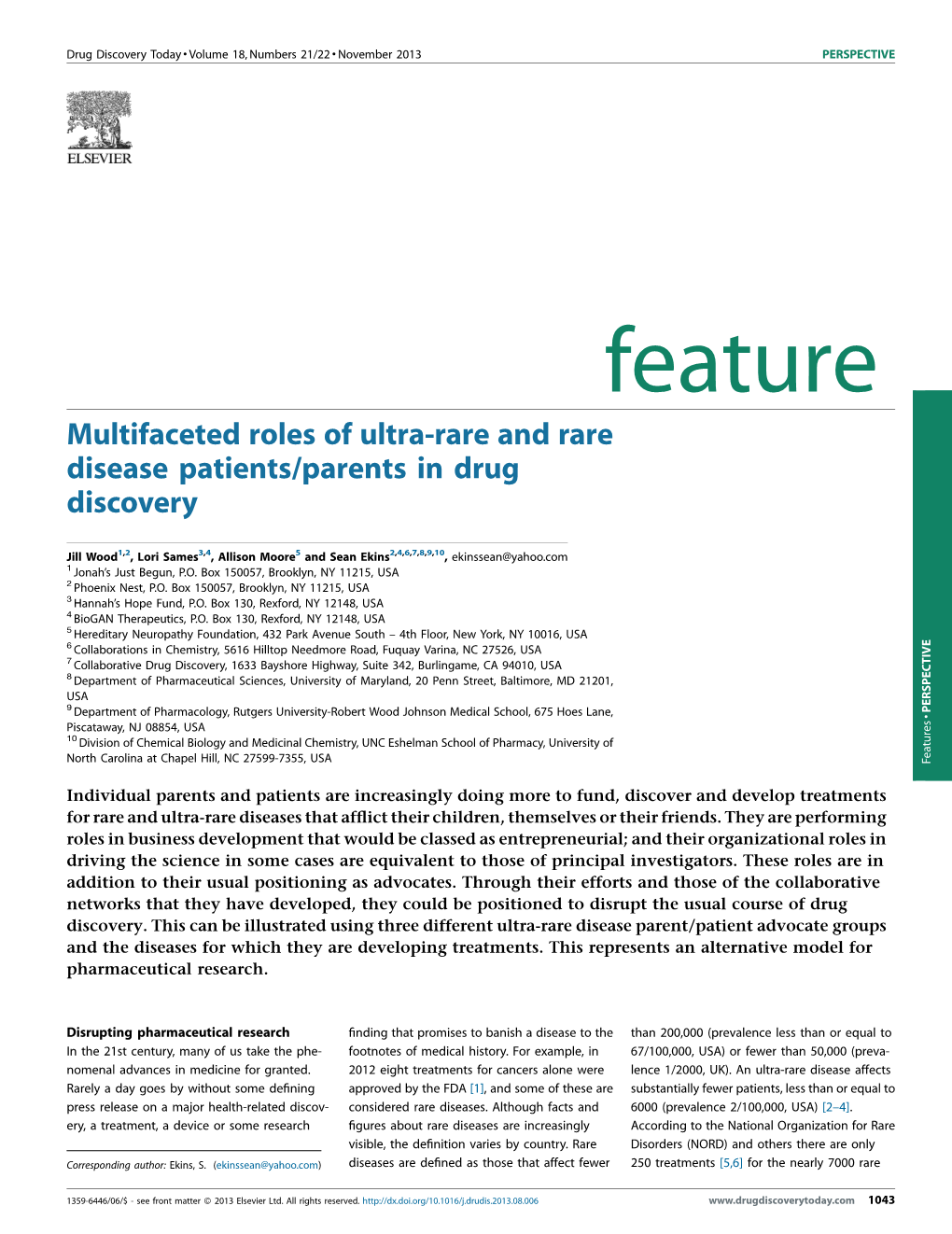 Multifaceted Roles of Ultra-Rare and Rare Disease Patients/Parents In