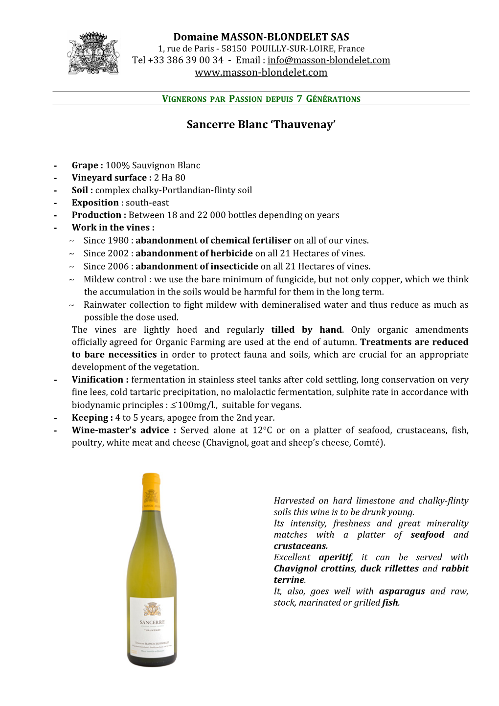 Sancerre Blanc 'Thauvenay'