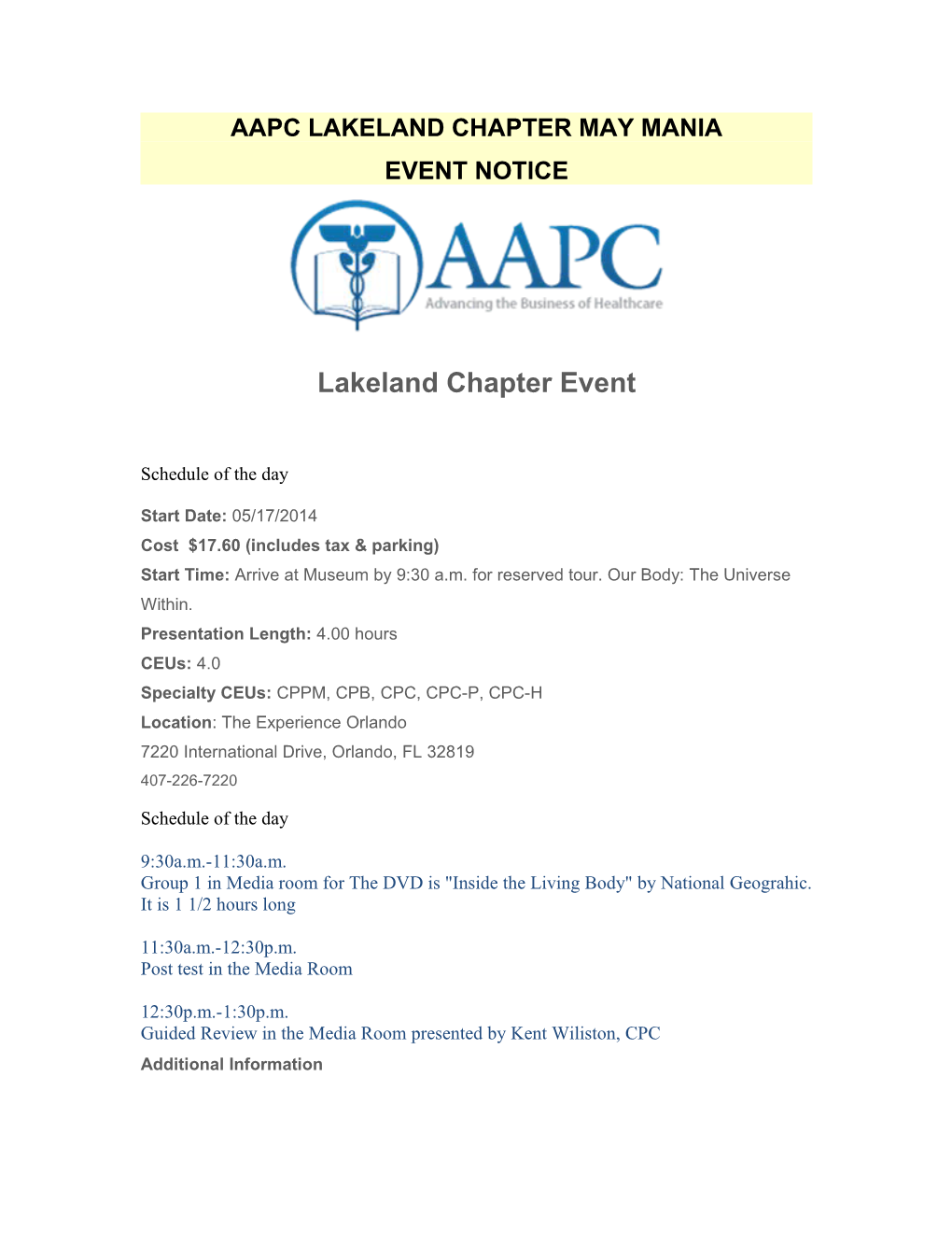 Aapc Lakeland Chapter November