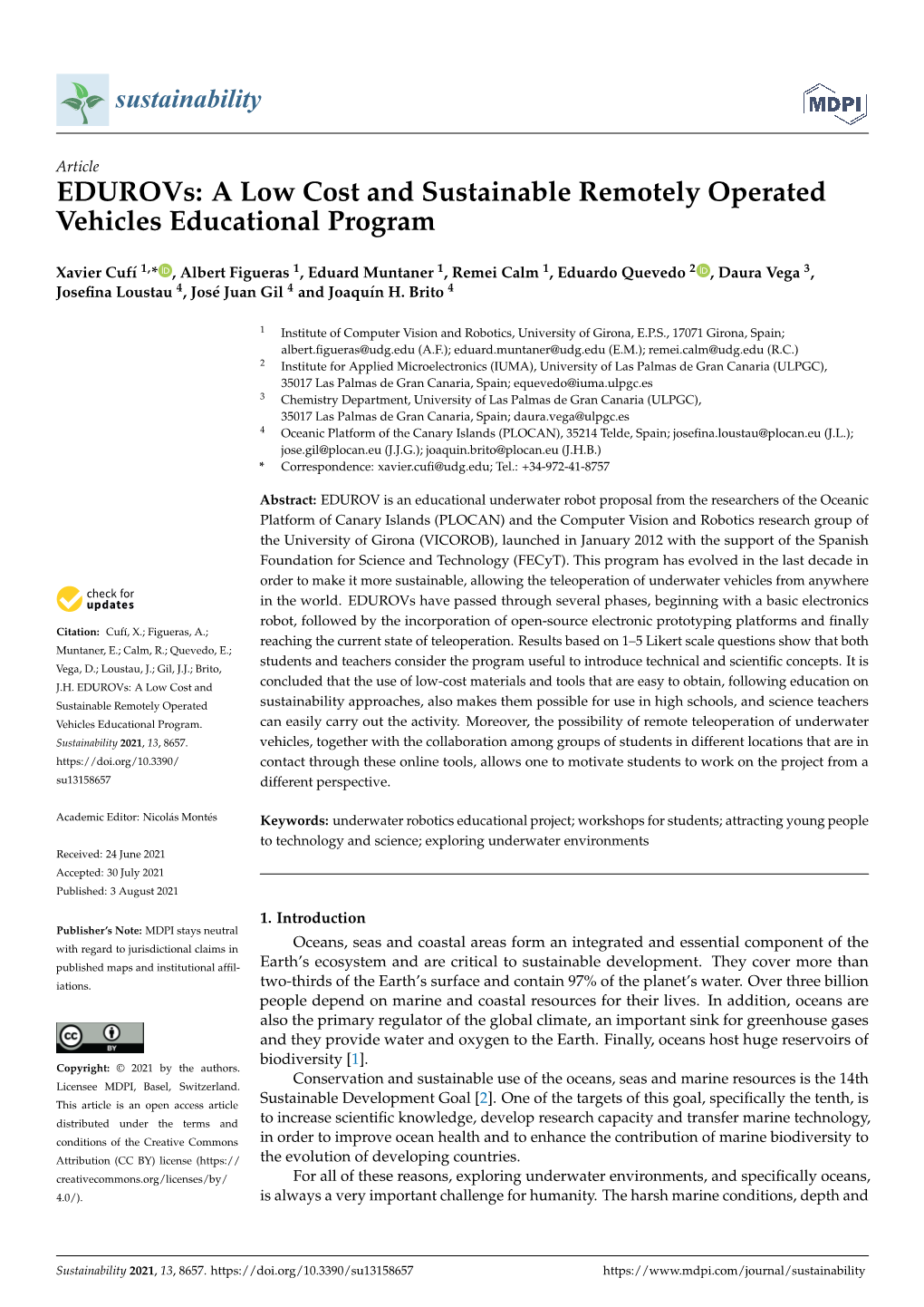 A Low Cost and Sustainable Remotely Operated Vehicles Educational Program