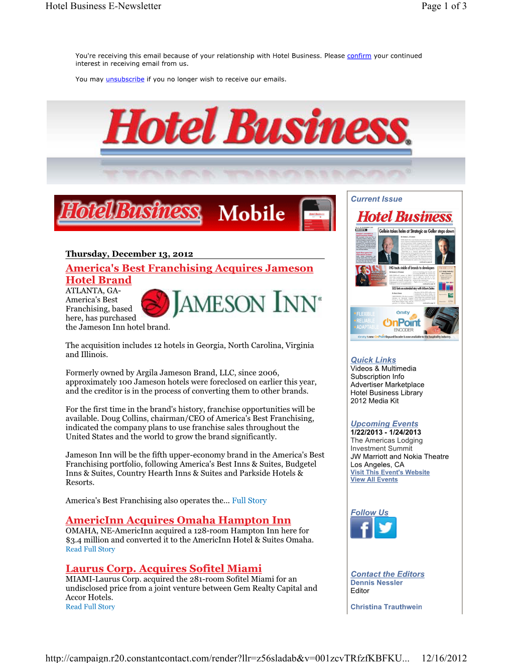 America's Best Franchising Acquires Jameson Hotel Brand Americinn