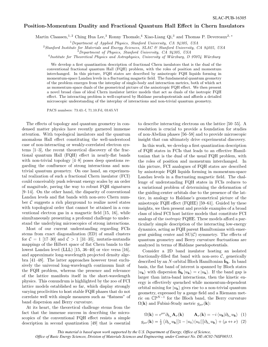 Position-Momentum Duality and Fractional Quantum Hall Effect In