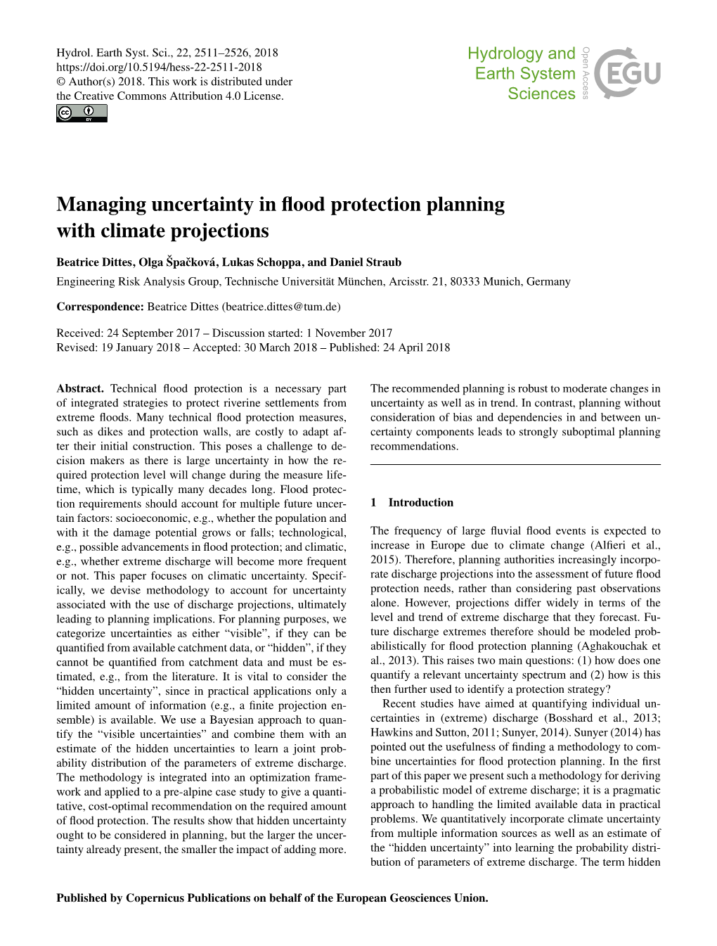 Managing Uncertainty in Flood Protection Planning with Climate