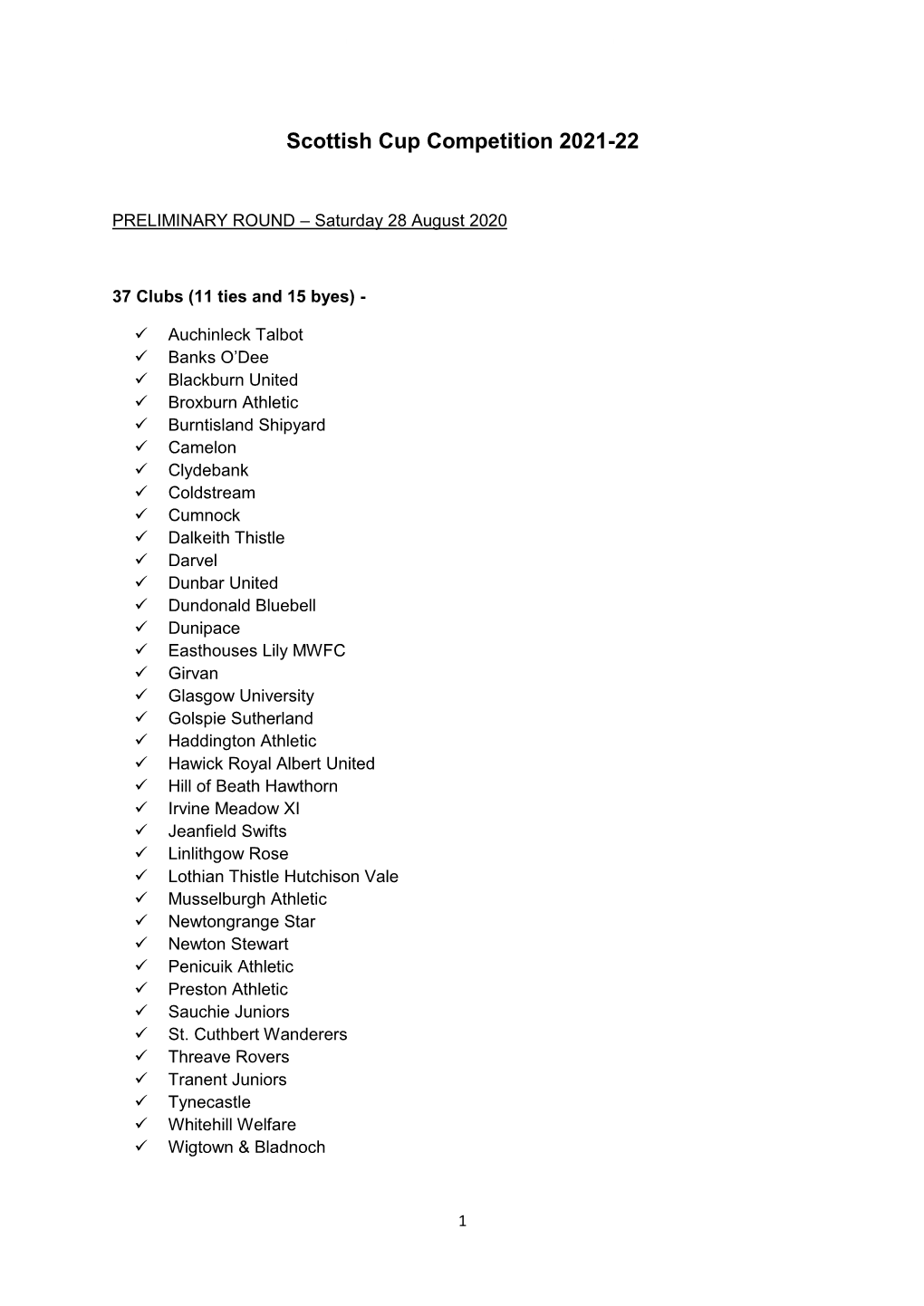 Scottish Cup Competition 2021-22
