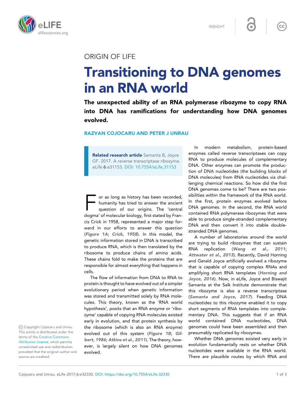 Transitioning to DNA Genomes in an RNA World