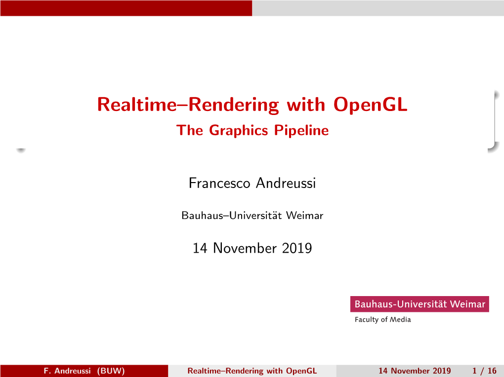 Realtime–Rendering with Opengl the Graphics Pipeline