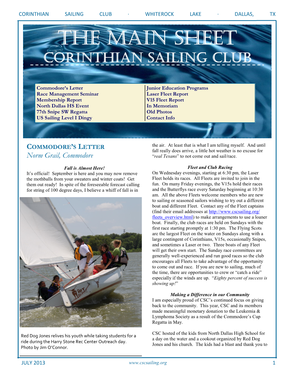 The Main Sheet Corinthian Sailing Club