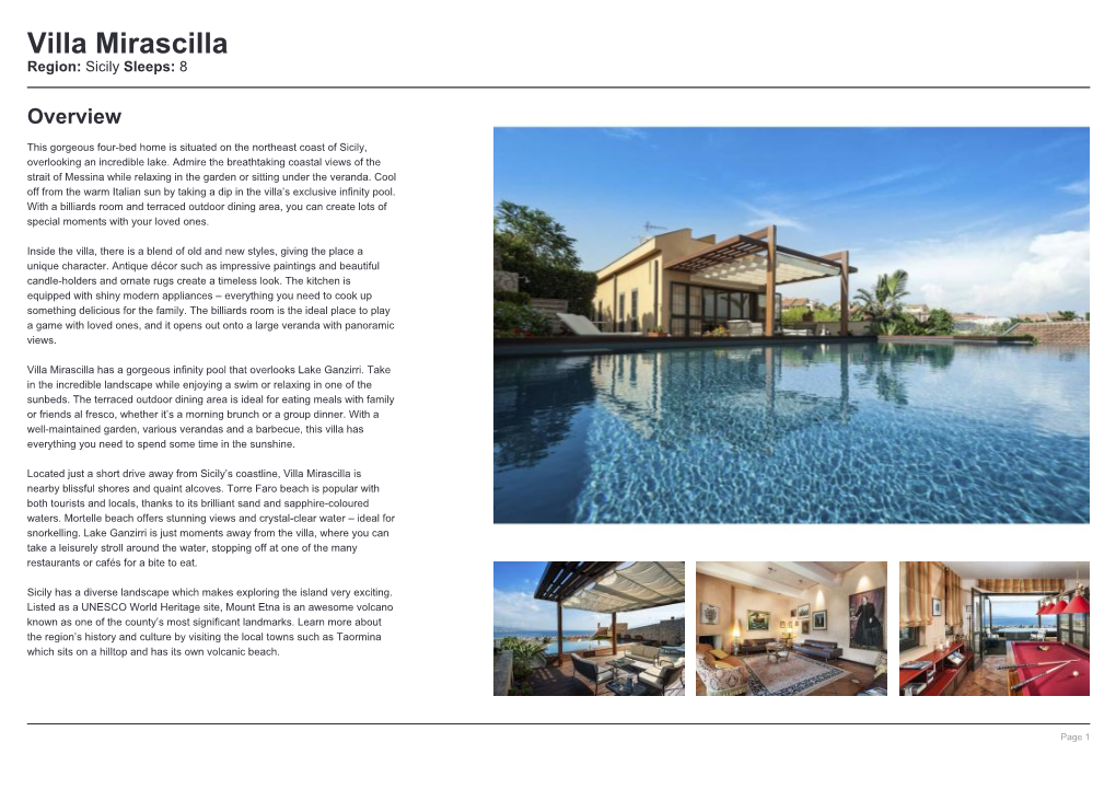 Villa Mirascilla Region: Sicily Sleeps: 8