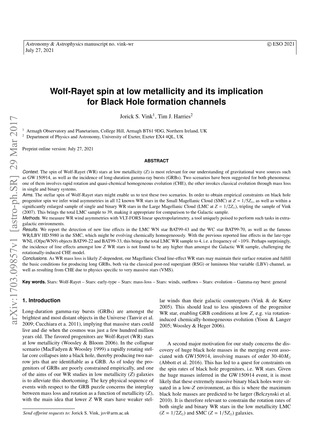 Wolf-Rayet Spin at Low Metallicity and Its Implication for Black Hole