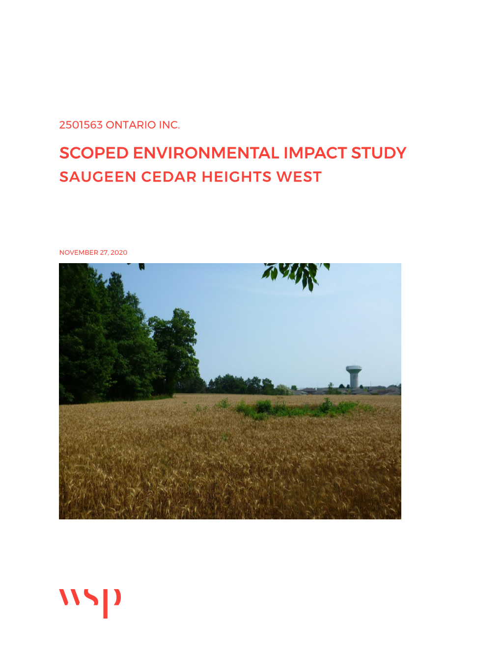 Environmental Impact Study Saugeen Cedar Heights West