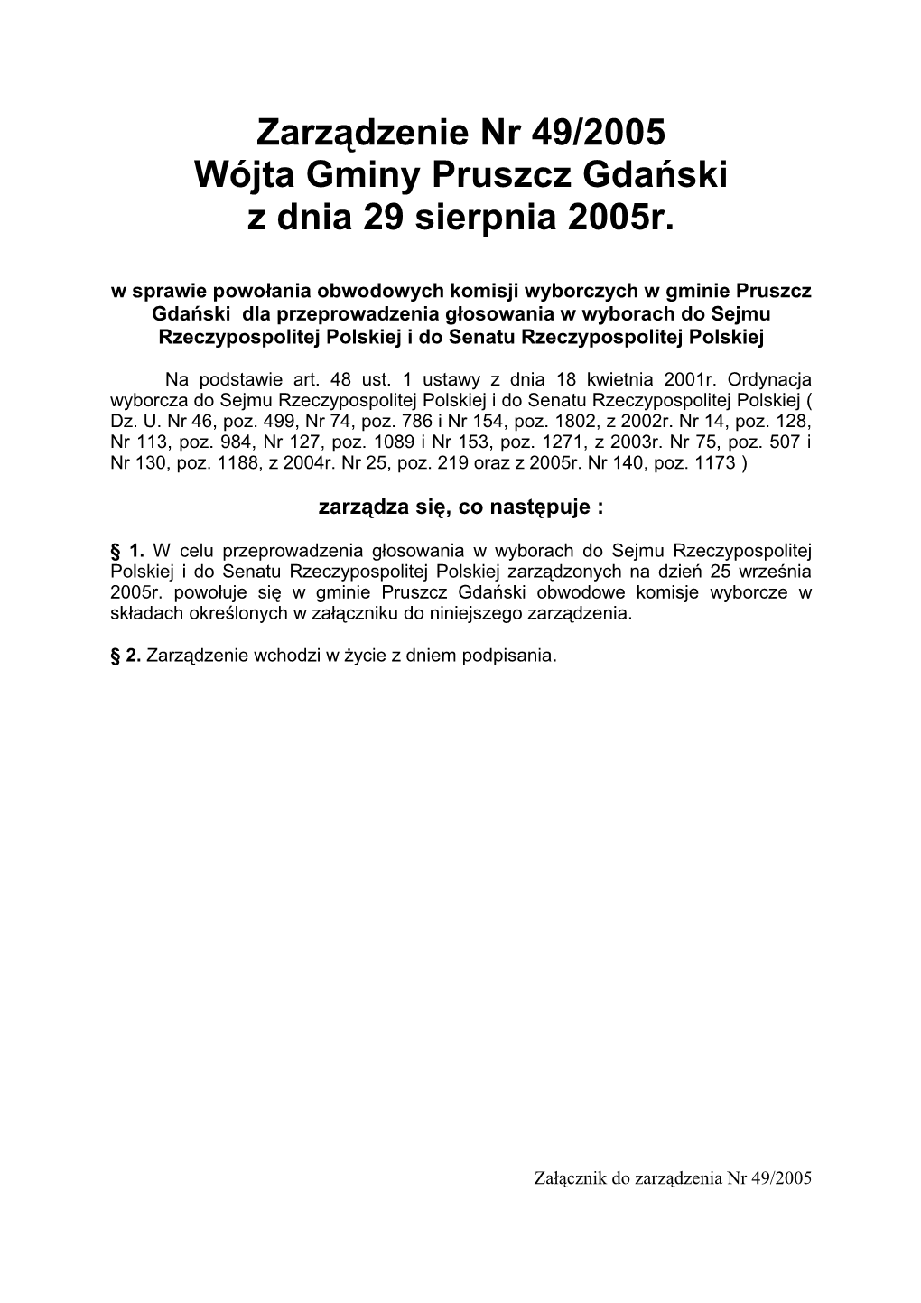 Zarządzenie Nr 27/2003