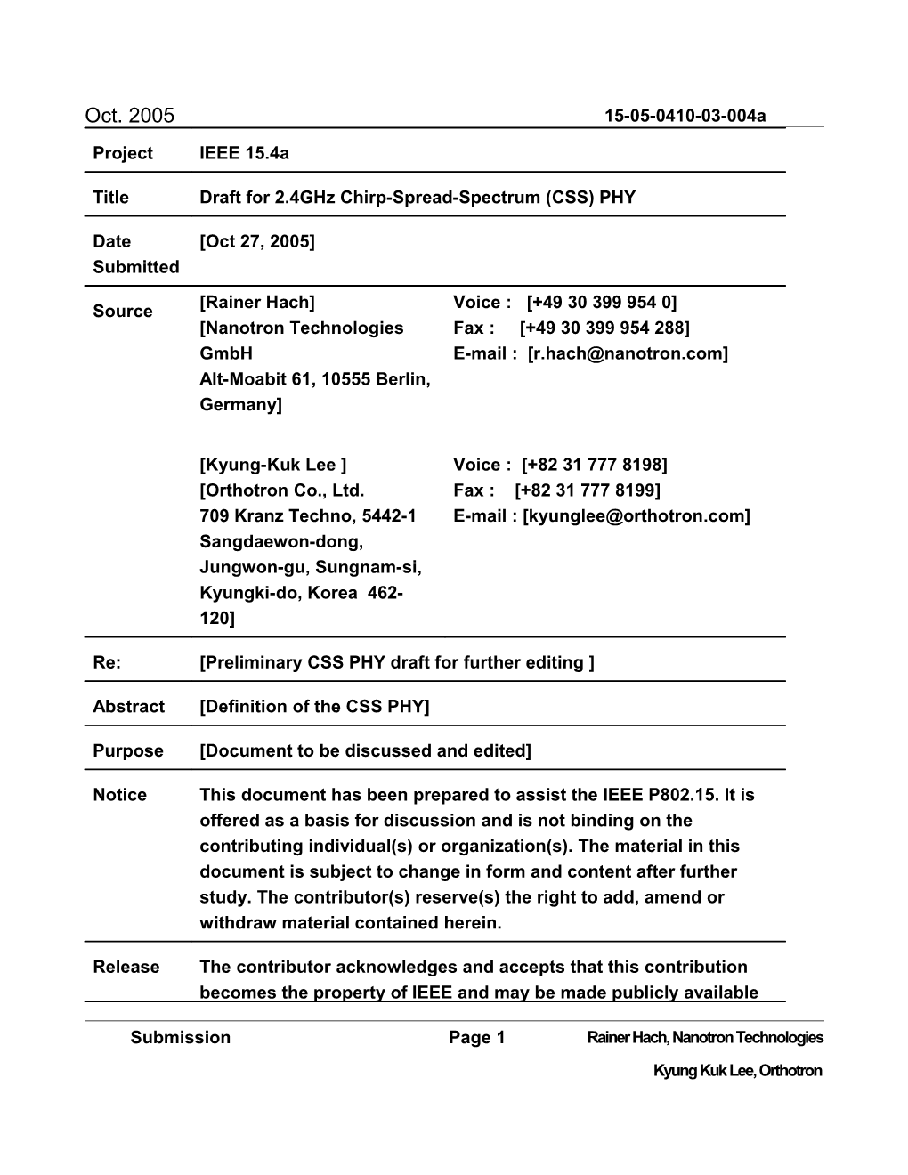 Draft for Chirp-Spread-Spectrum (CSS) PHY 3