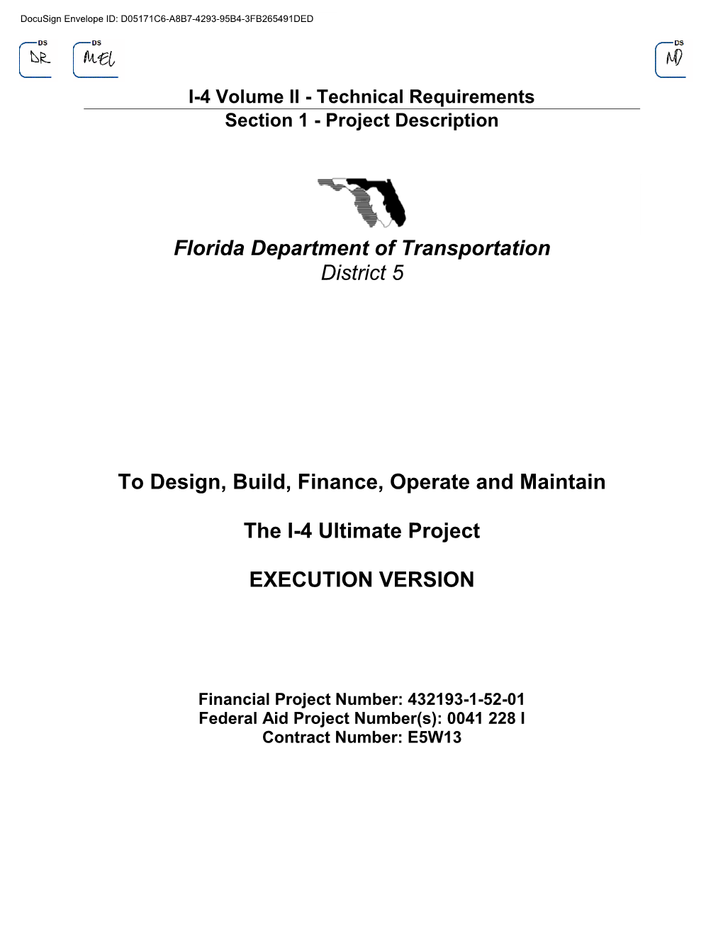 Florida Department of Transportation District 5 to Design, Build, Finance