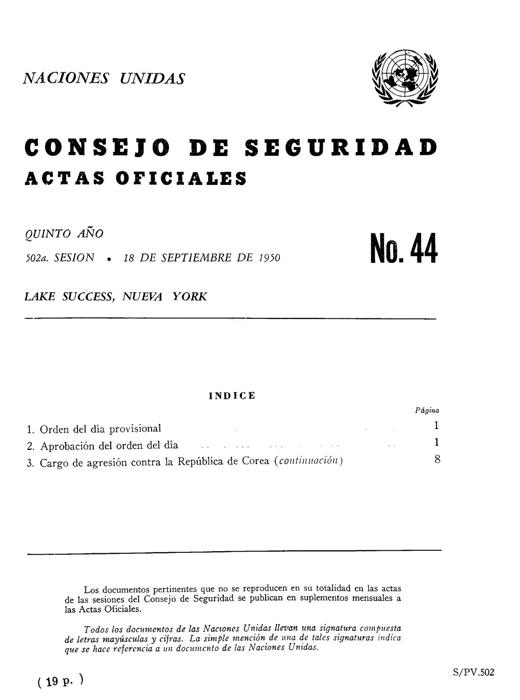 Consejo De Seguridad Actas Oficiales