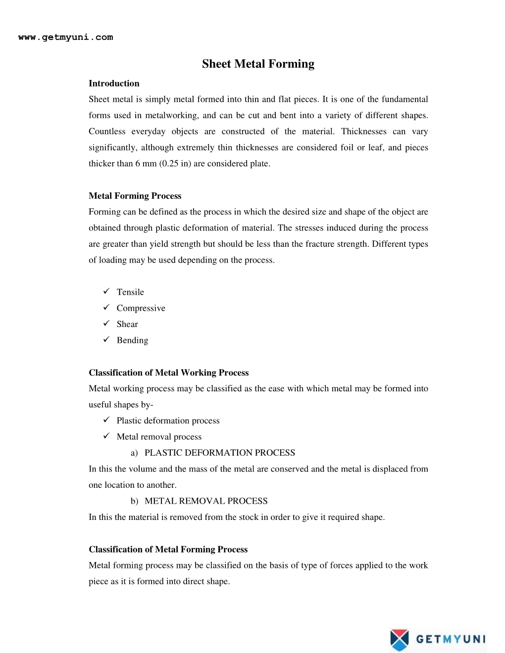 Sheet Metal Forming Introduction Sheet Metal Is Simply Metal Formed Into Thin and Flat Pieces