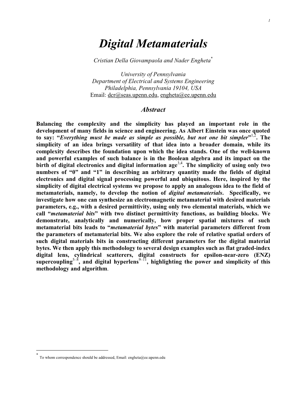 Digital Metamaterials