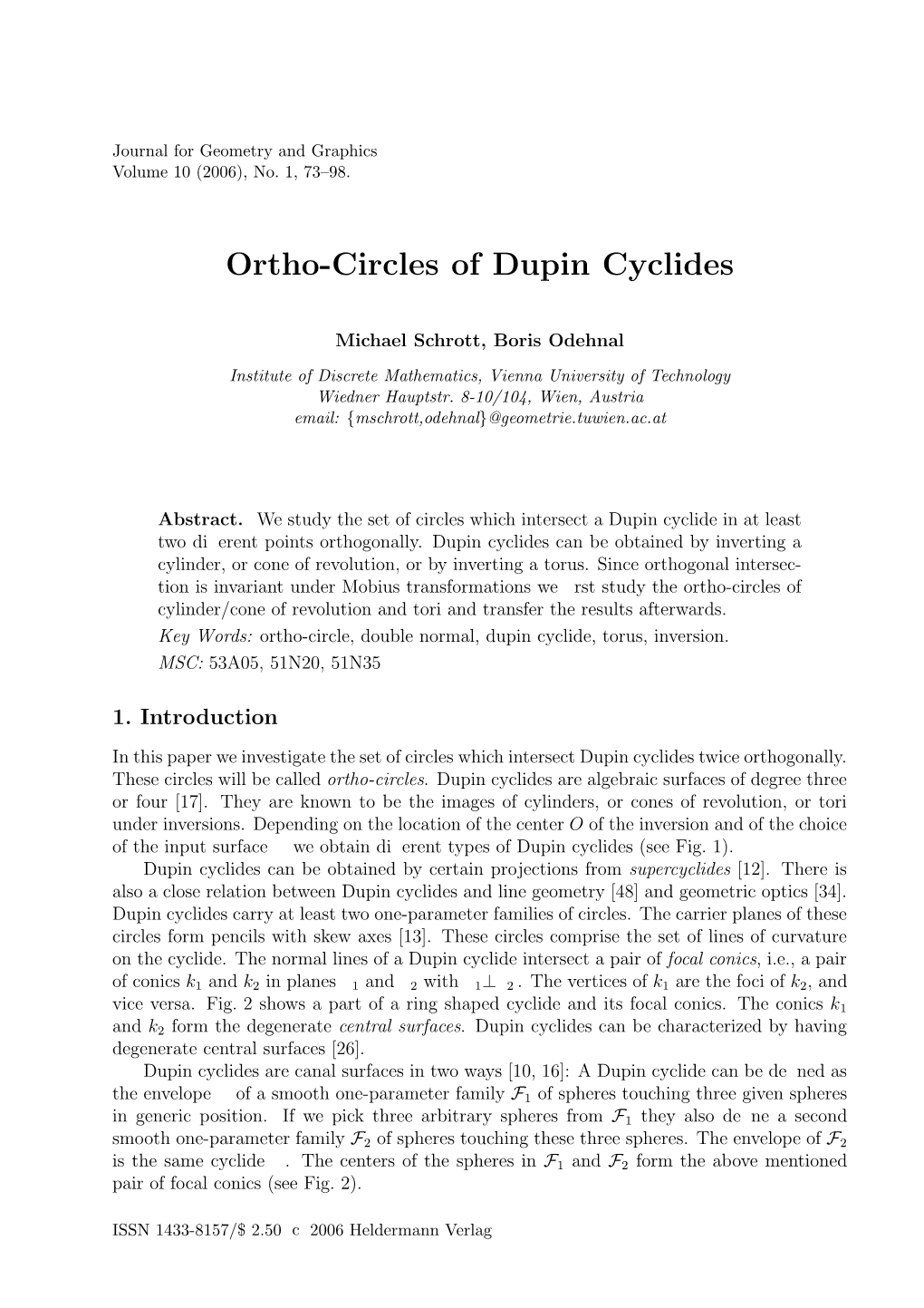 Ortho-Circles of Dupin Cyclides