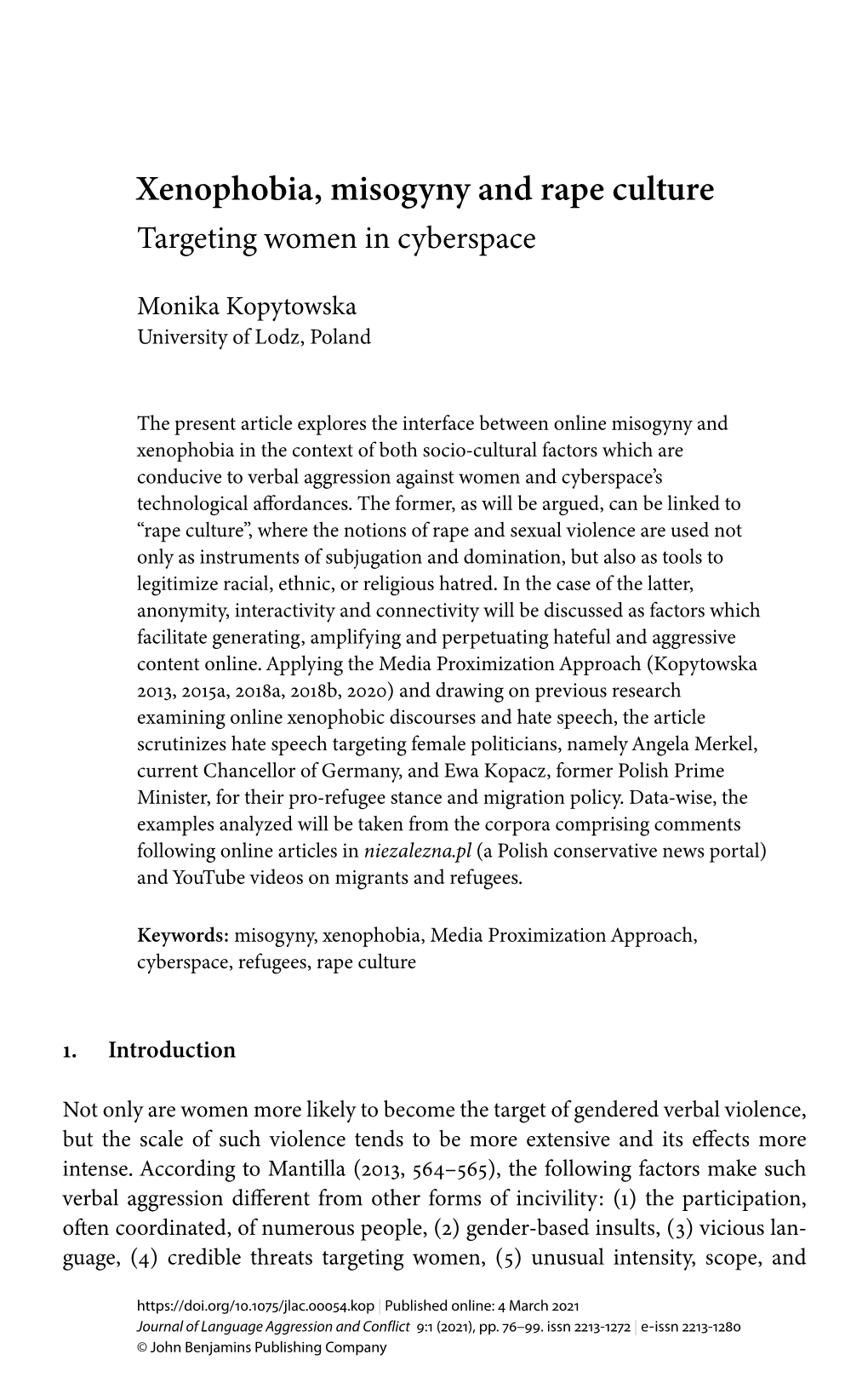 Kopytowska: Xenophobia, Misogyny and Rape Culture