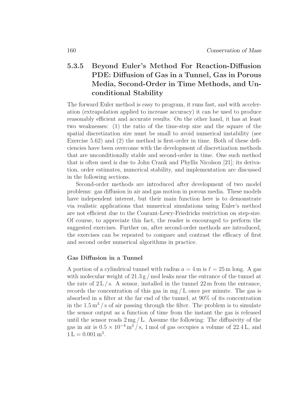 5.3.5 Beyond Euler's Method for Reaction-Diffusion PDE: Diffusion