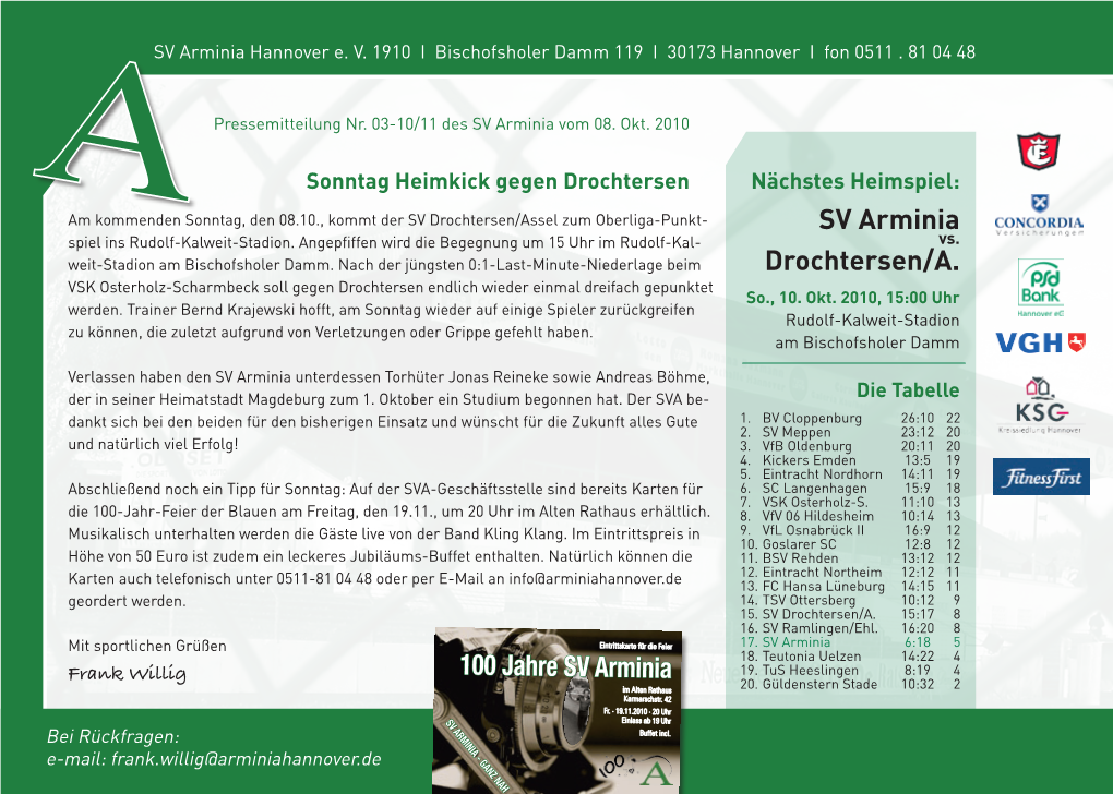 SV Arminia Drochtersen/A. 100 Jahre SV Arminia