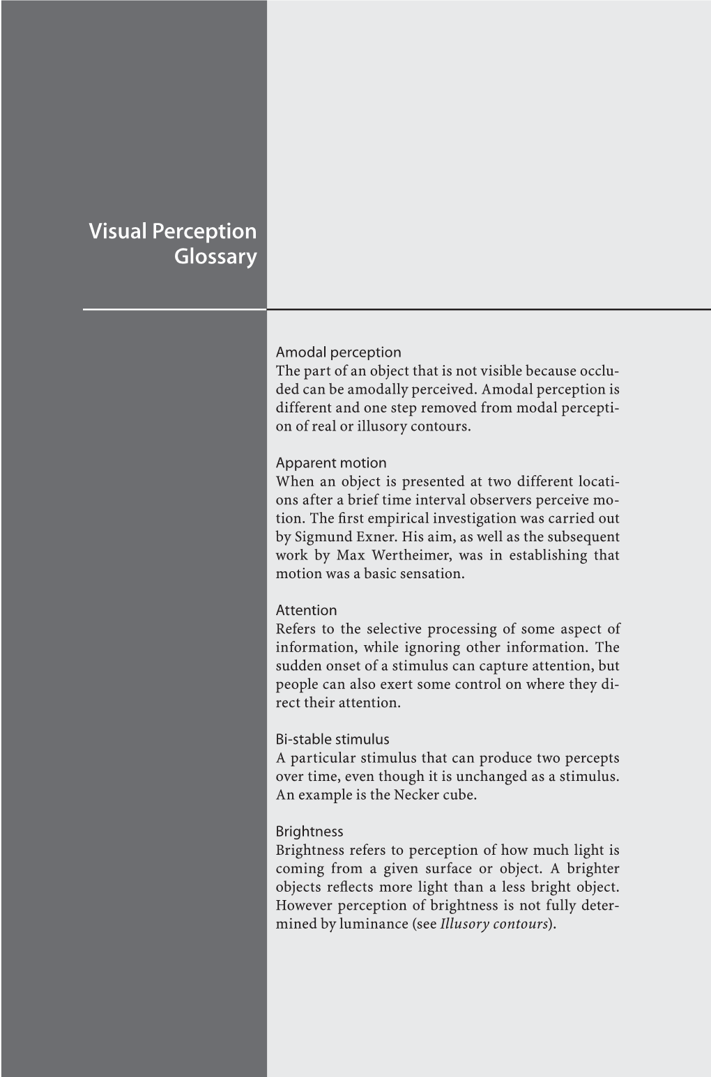 Visual Perception Glossary