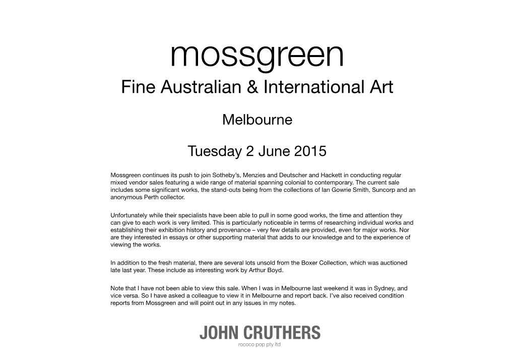 Mossgreen Fine Australian & International Art