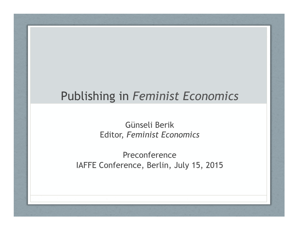 Publishing in Feminist Economics