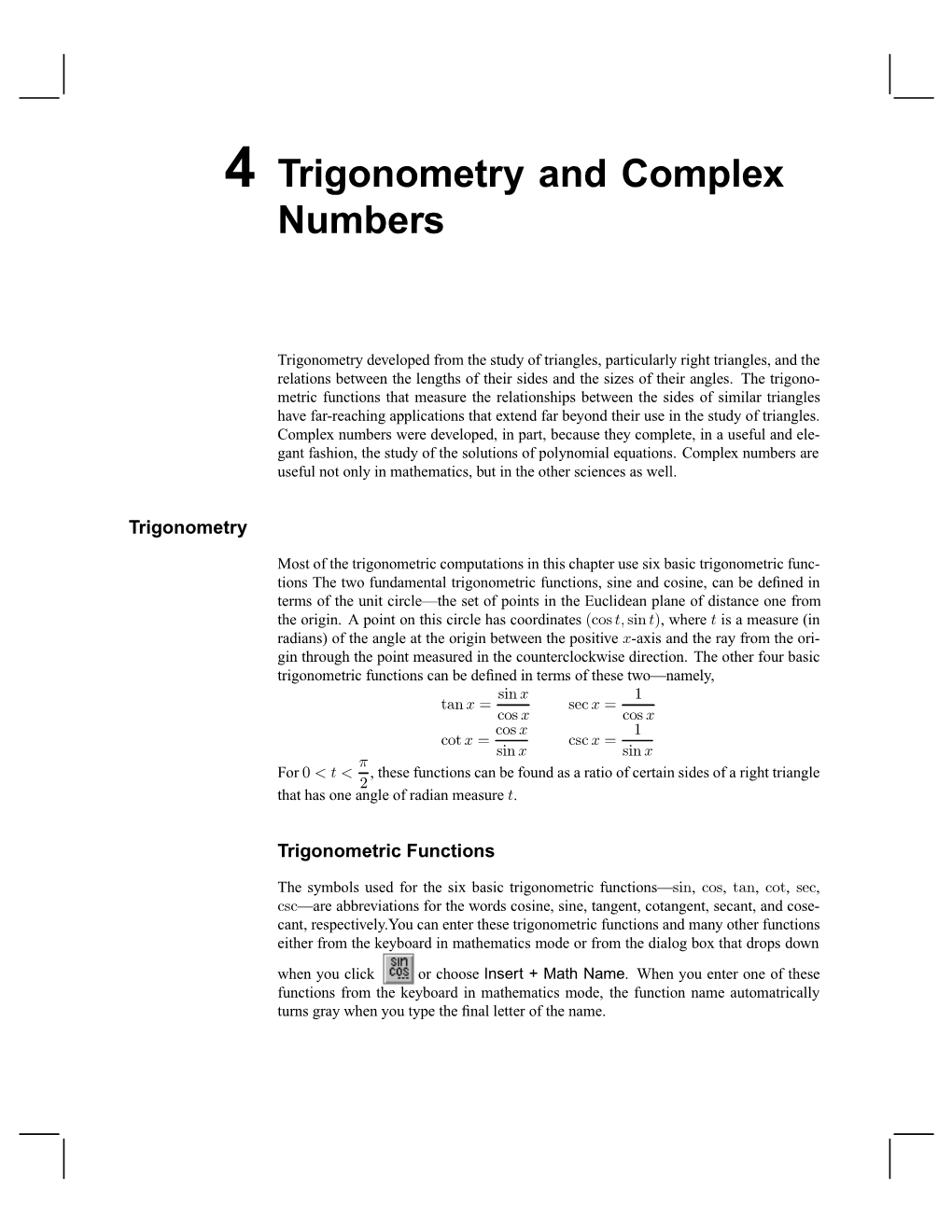 4 Trigonometry and Complex Numbers