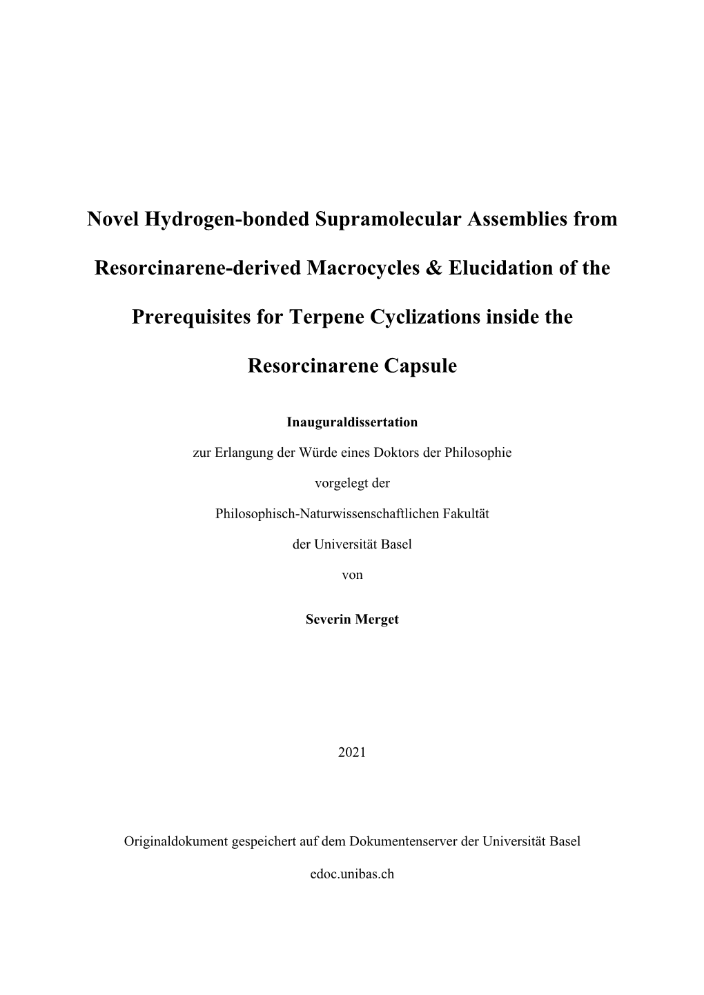 Novel Hydrogen-Bonded Supramolecular Assemblies From