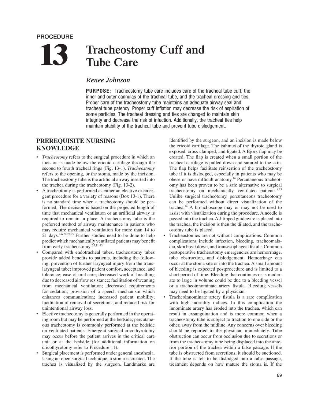 13 Tracheostomy Cuff and Tube Care 91