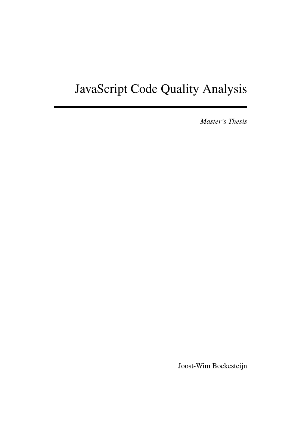 Javascript Code Quality Analysis