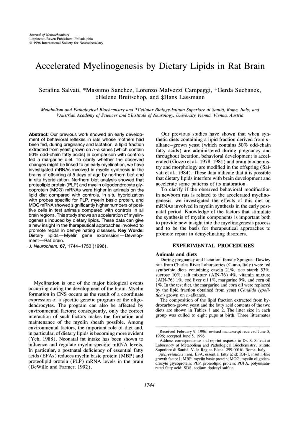 Accelerated Myelinogenesis by Dietary Lipids in Rat Brain