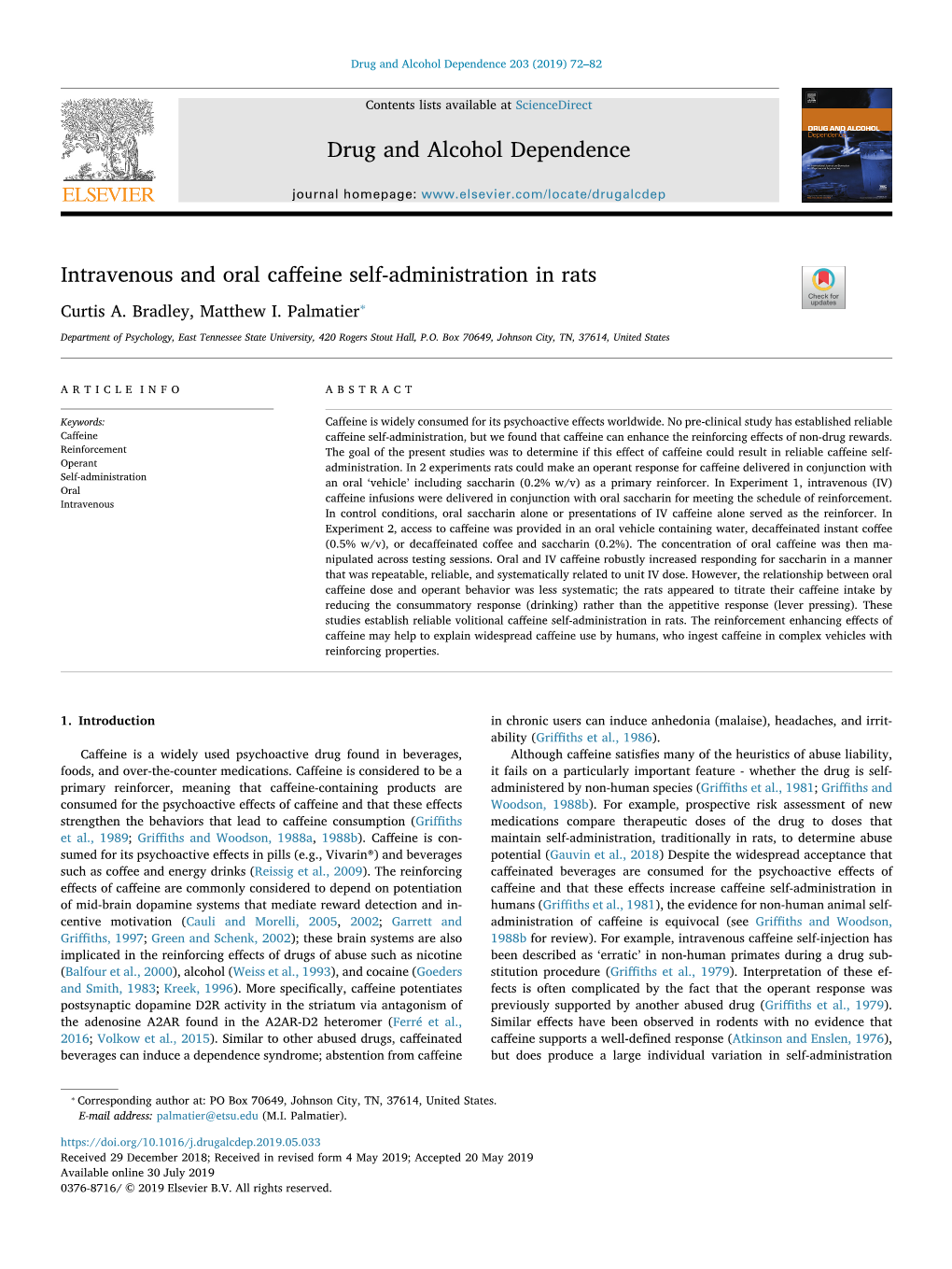 Intravenous and Oral Caffeine Self-Administration in Rats