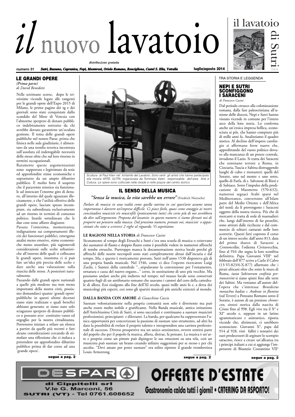 Nuovo Lavatoio Lug-Ago. 2014 Giornale Il Lavatoio