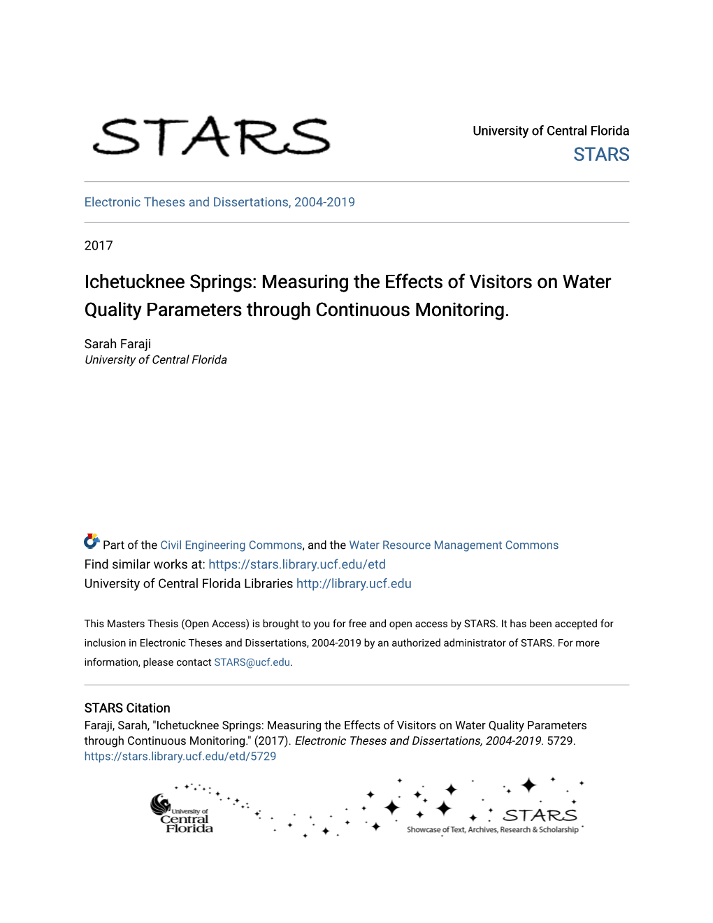 Ichetucknee Springs: Measuring the Effects of Visitors on Water Quality Parameters Through Continuous Monitoring