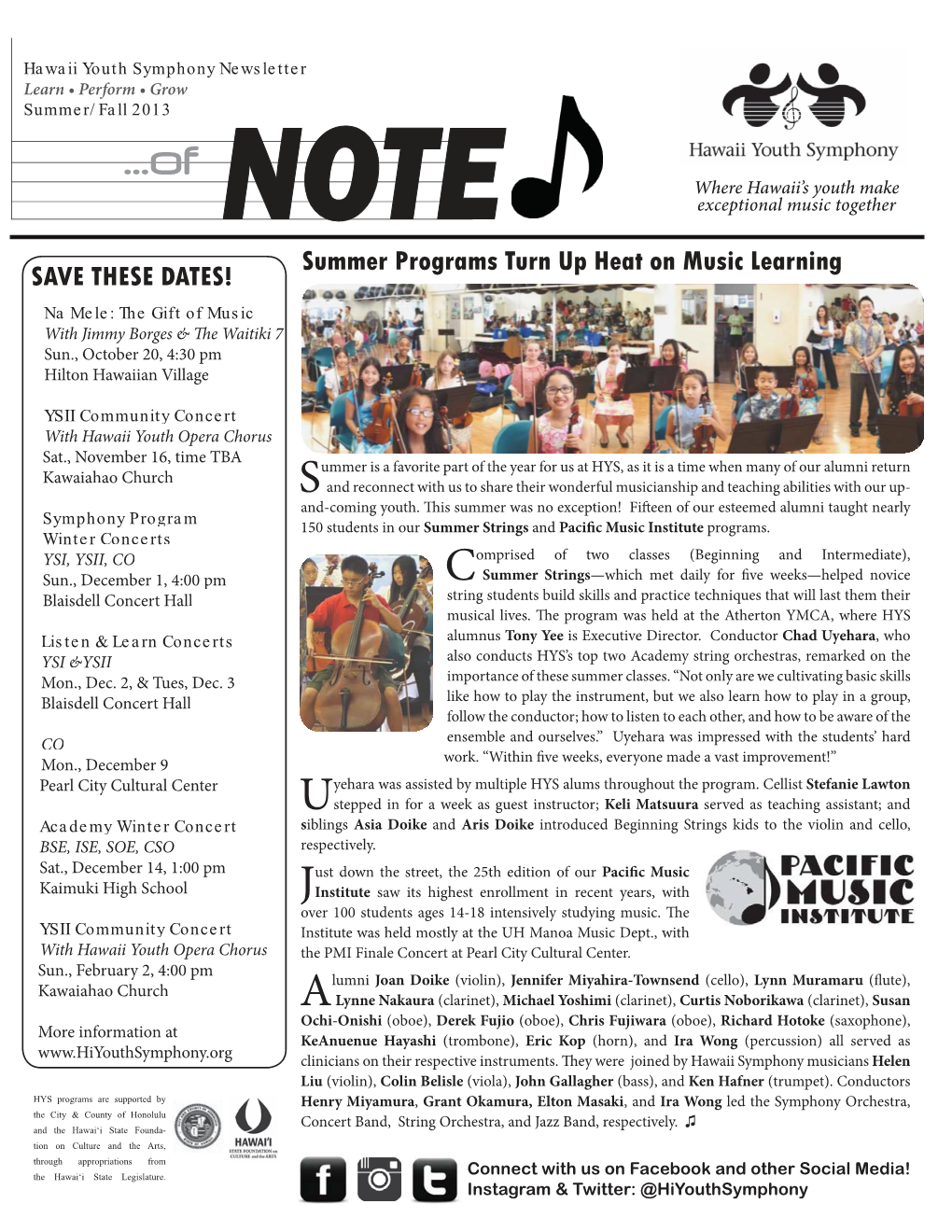 HYS Fall 2013 Newsletter