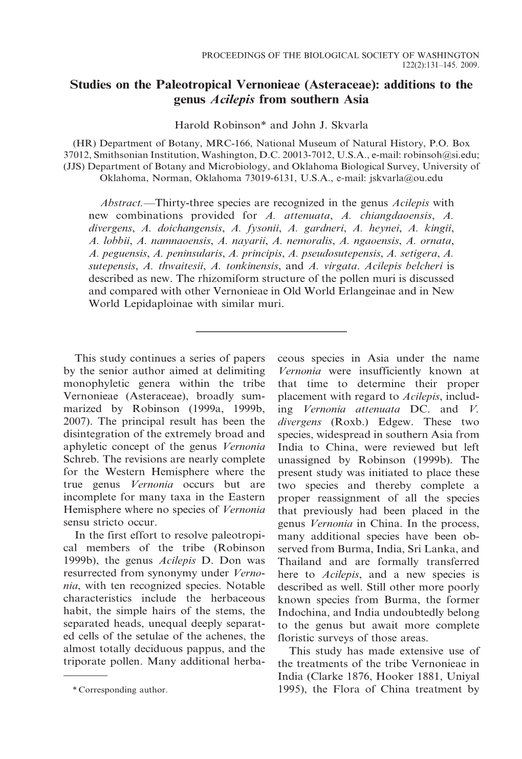 Asteraceae): Additions to the Genus Acilepis from Southern Asia