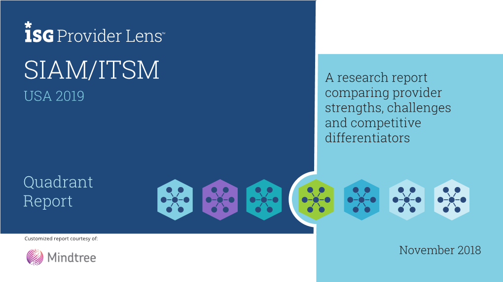 SIAM/ITSM a Research Report USA 2019 Comparing Provider Strengths, Challenges and Competitive Differentiators