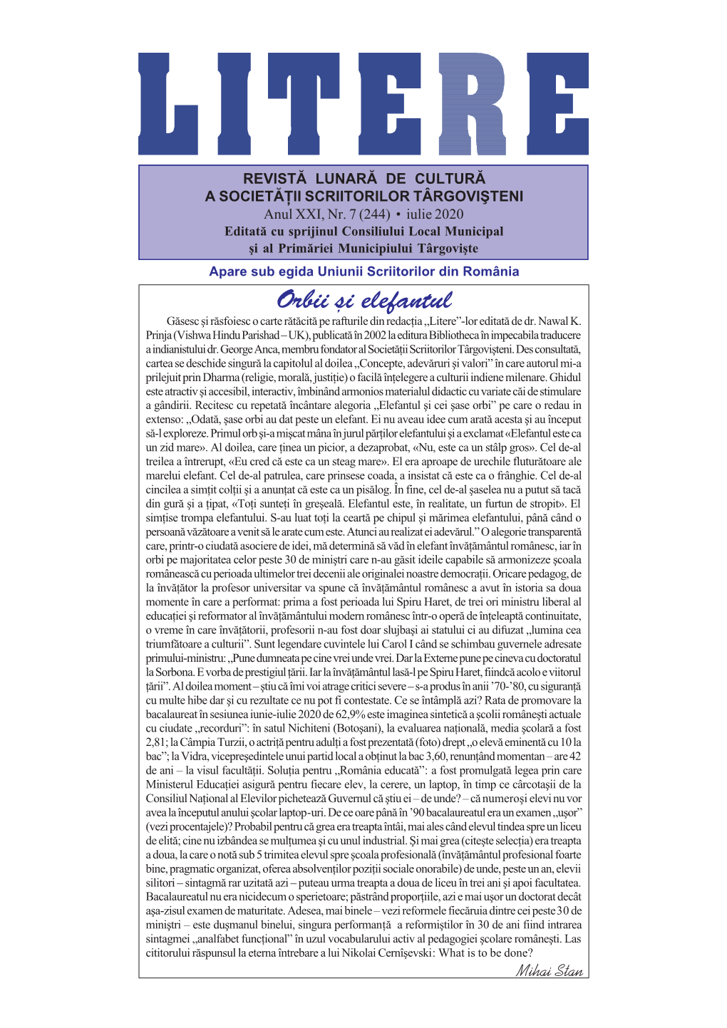 Orbii ºi Elefantul Gãsesc ºi Rãsfoiesc O Carte Rãtãcitã Pe Rafturile Din Redacþia Litere-Lor Editatã De Dr