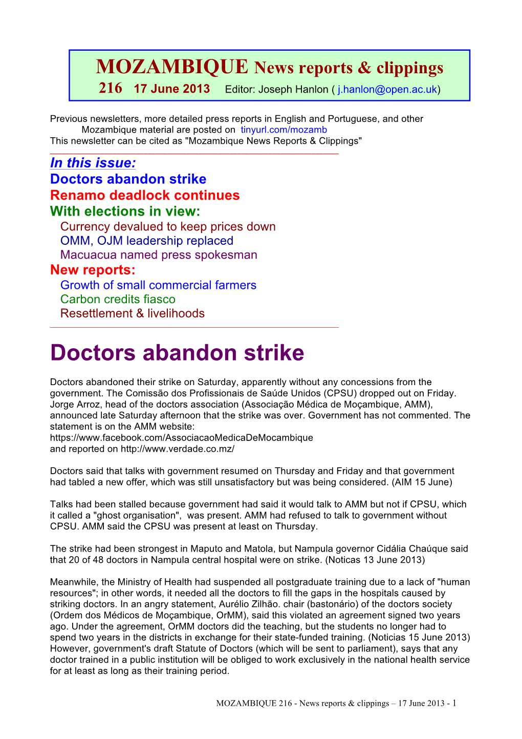 Doctors Abandon Strike