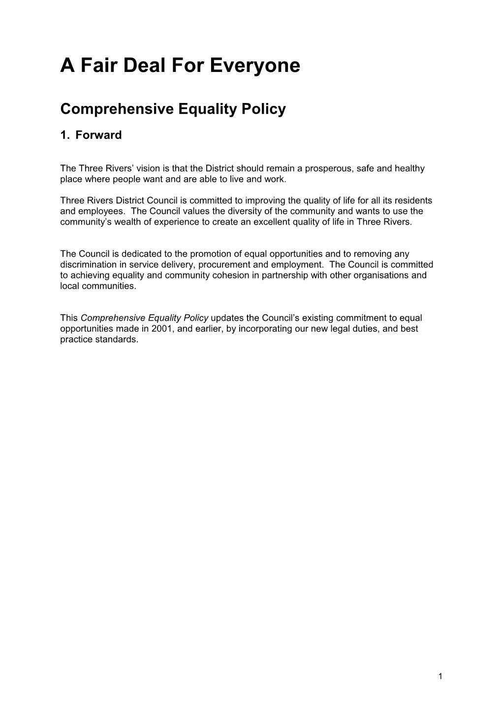 Three Rivers District Council Comprehensive Equalities Policy