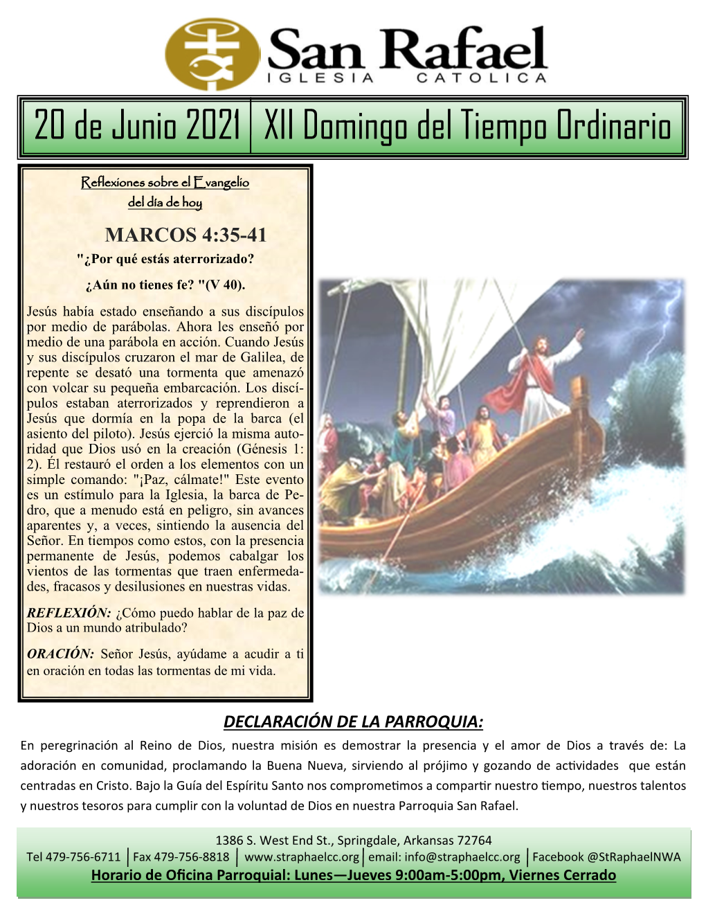 20 De Junio 2021 XII Domingo Del Tiempo Ordinario