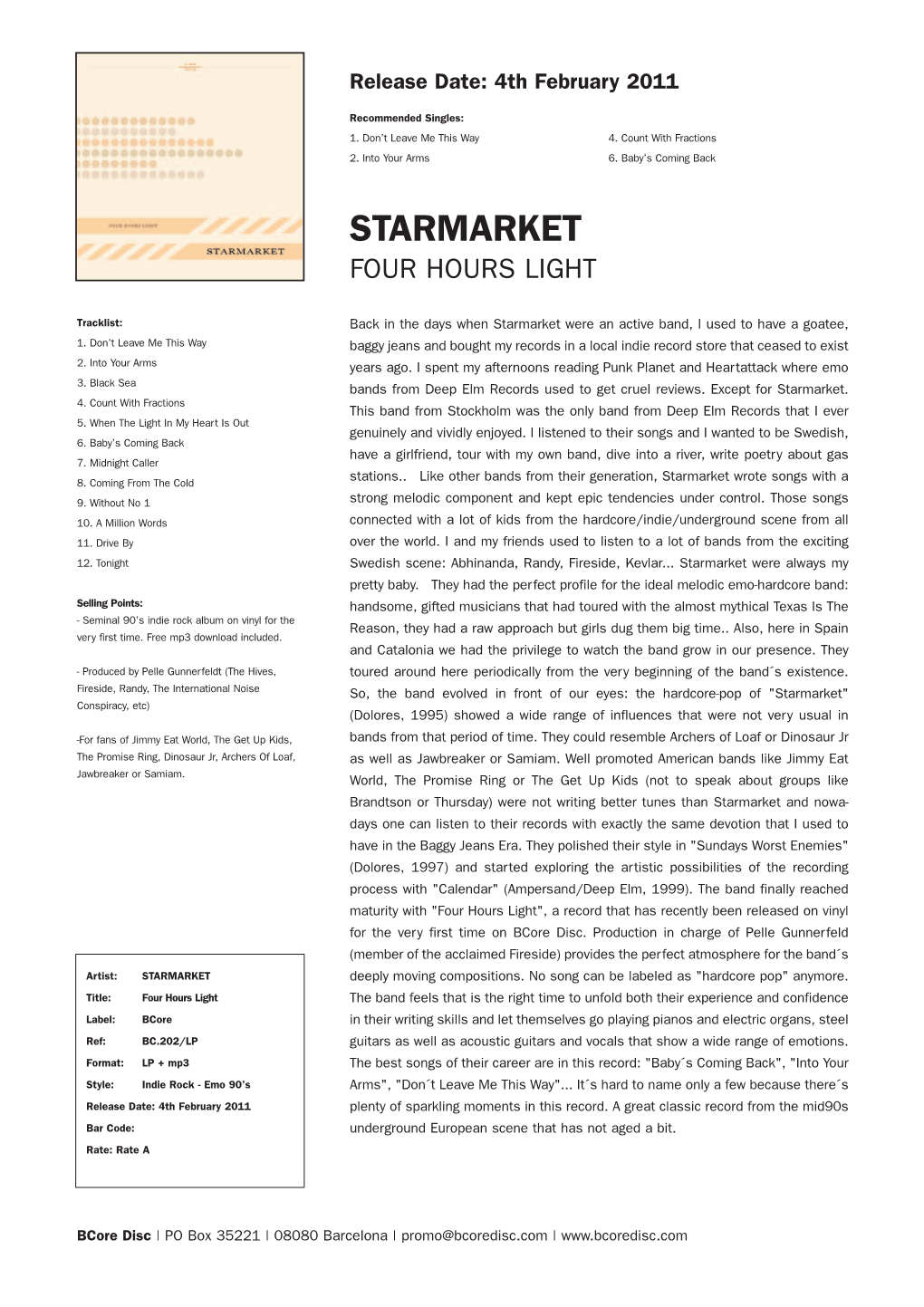 Starmarket Four Hours Light