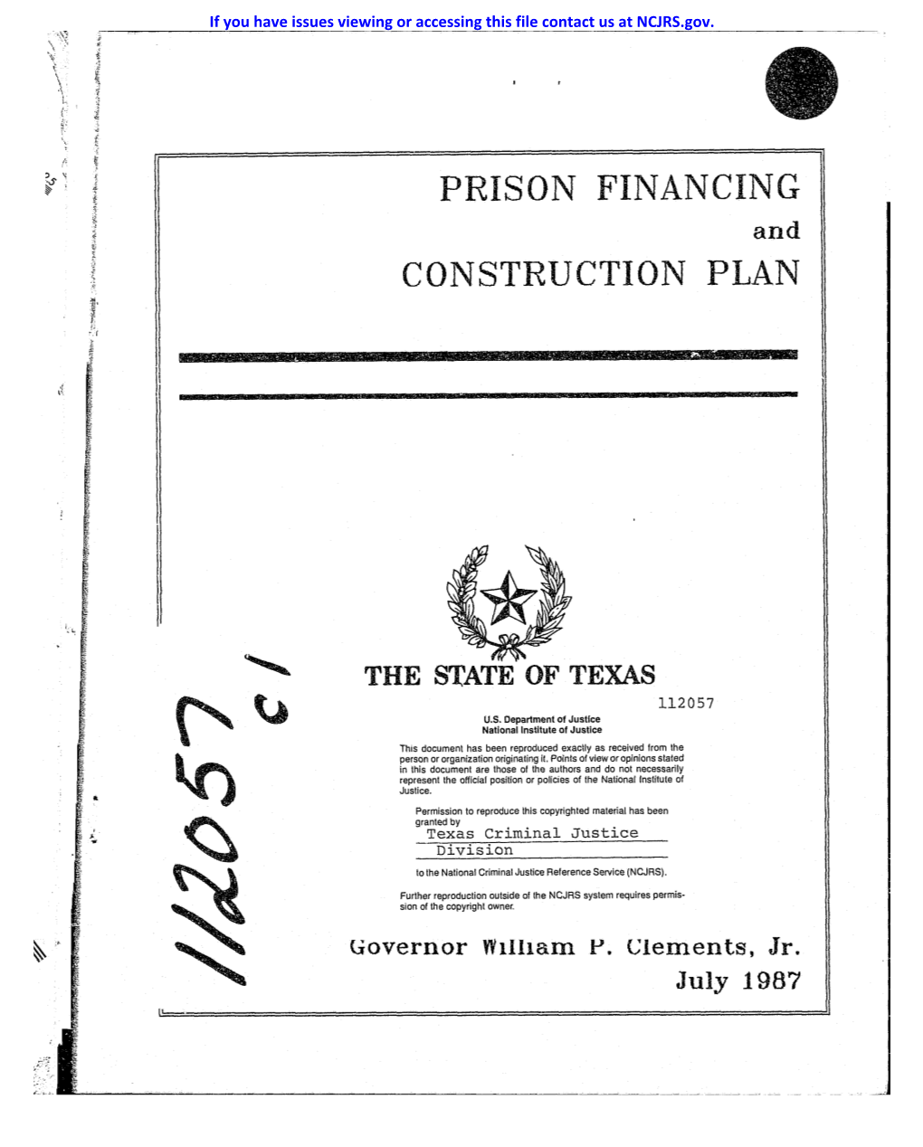 Prison Financing Construction Plan