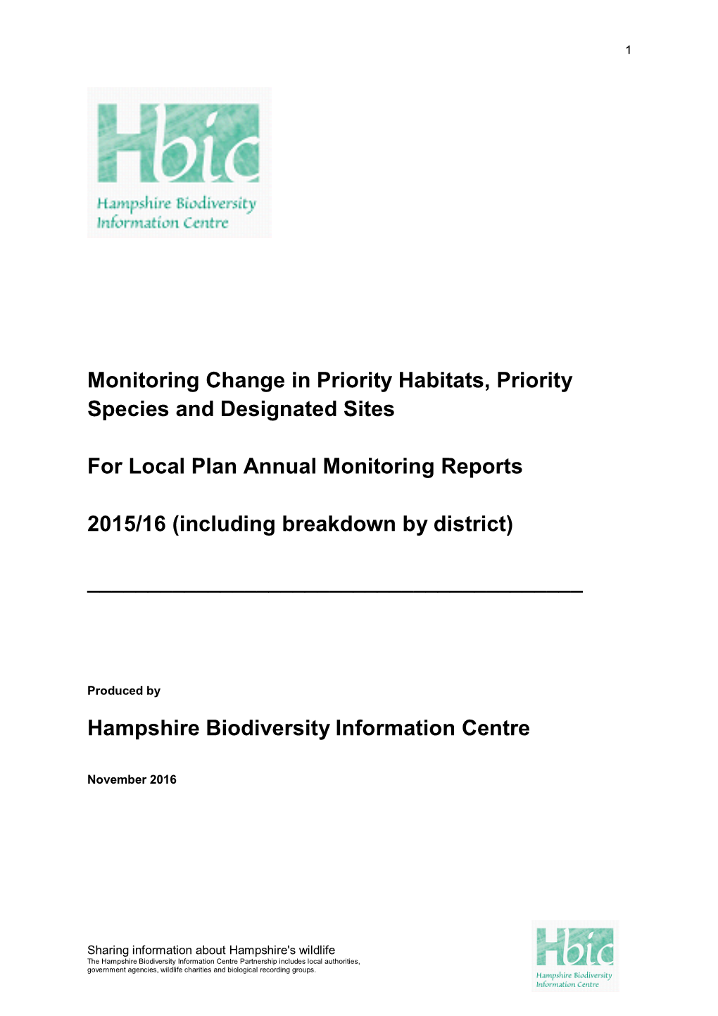 Change in Priority Species, Habitats & Designated