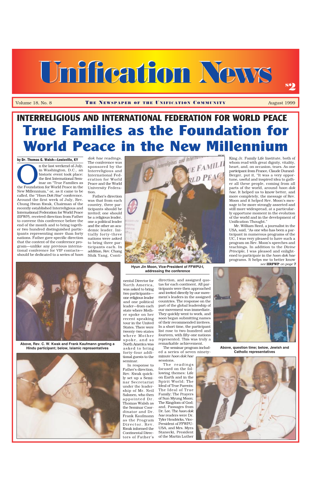 August 1999 Unification News