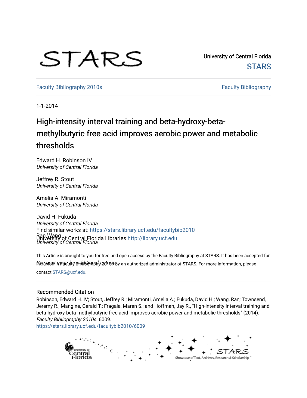 High-Intensity Interval Training and Beta-Hydroxy-Beta-Methylbutyric Free Acid Improves Aerobic Power and Metabolic Thresholds