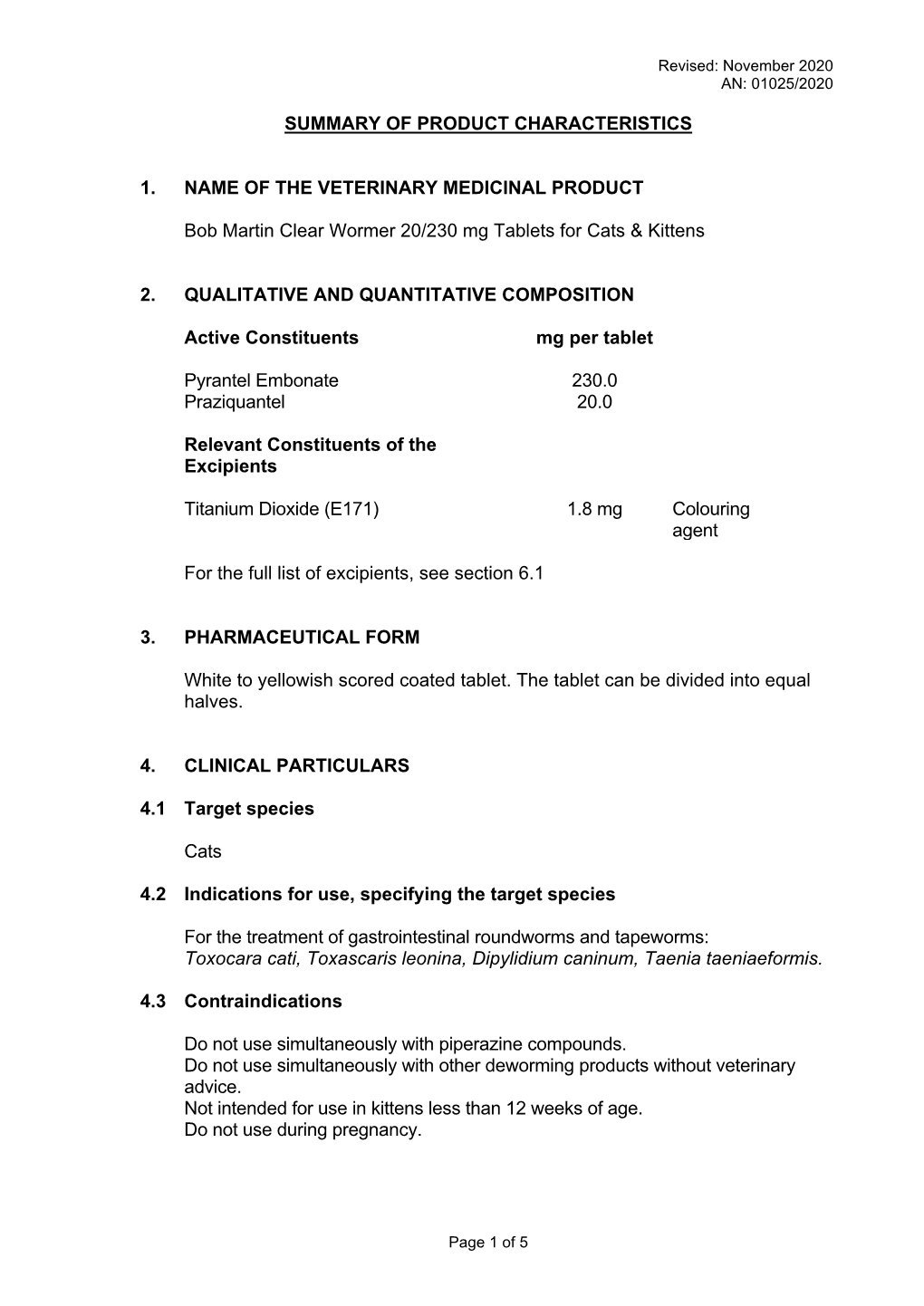 Summary of Product Characteristics 1. Name Of