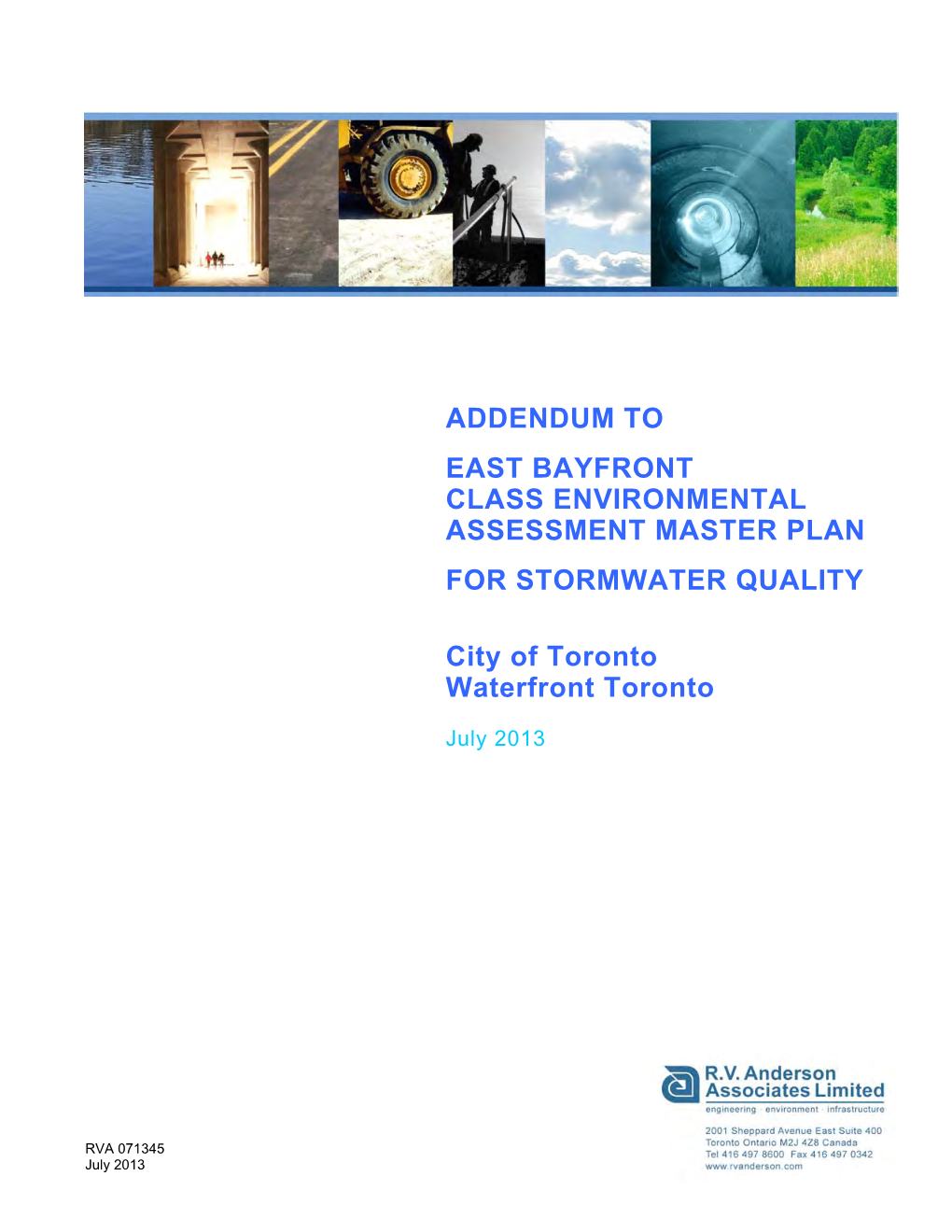 Addendum to East Bayfront Class EA Master Plan for Stormwater Quality