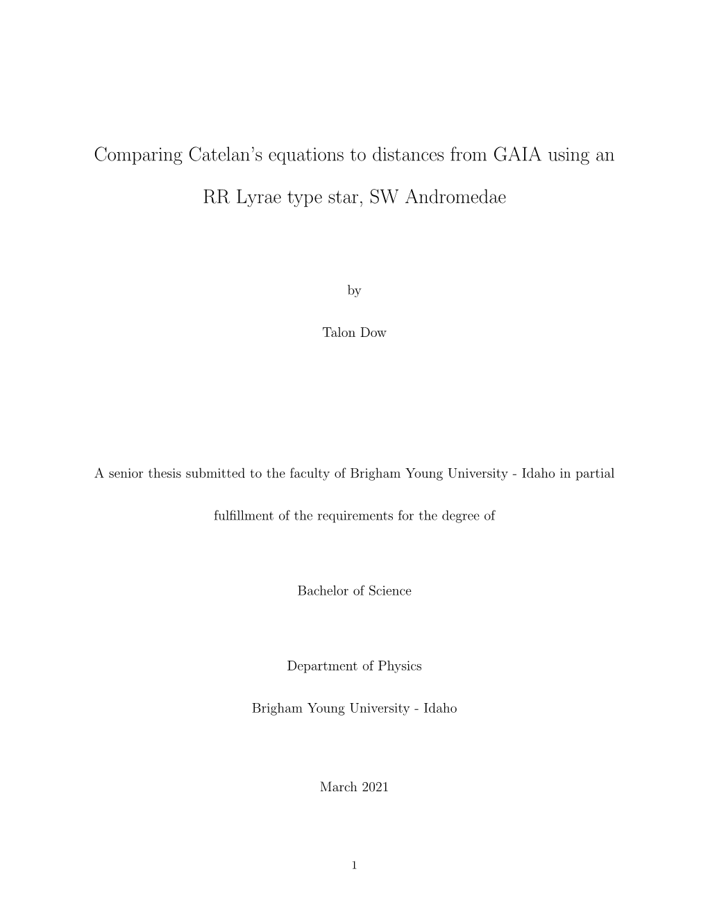 Comparing Catelan's Equations to Distances from GAIA Using an RR